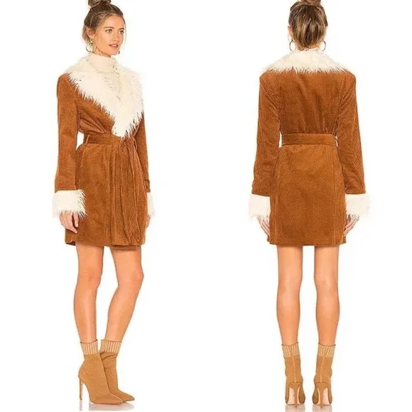Show Me Your Mumu Corduroy Fur Penny Lane Coat Size XS - Picture 12 of 16